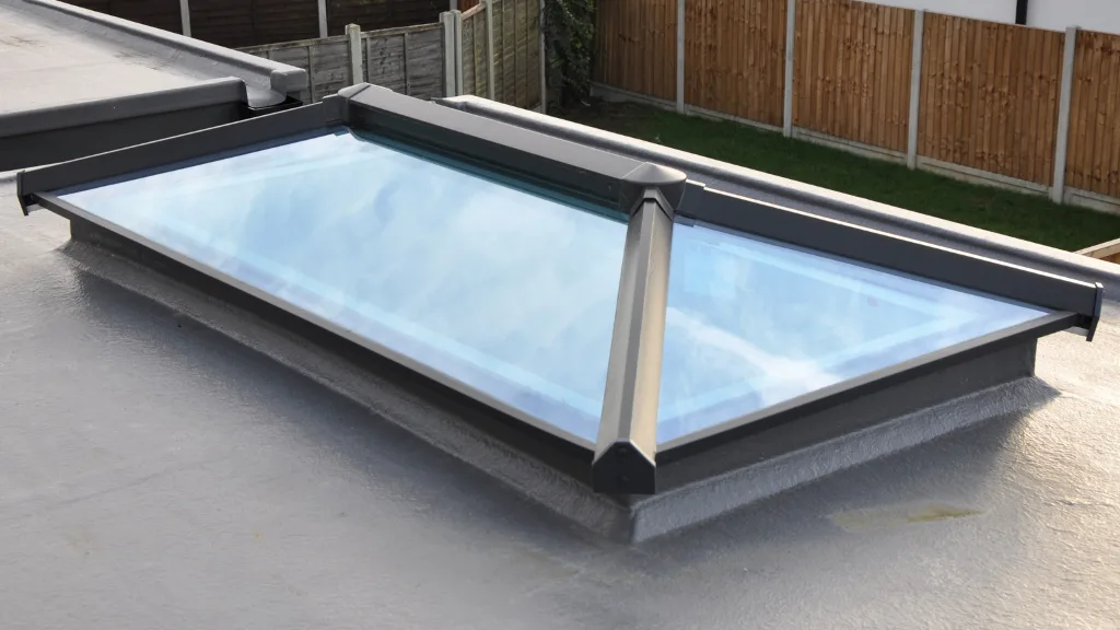 glass roof lantern in flat roof