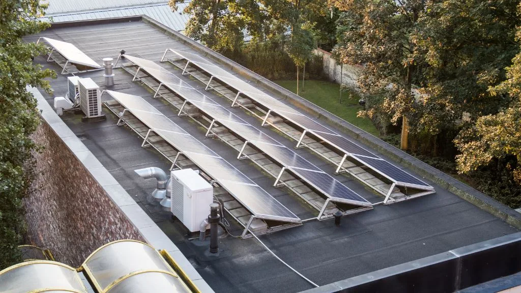 solar panels on a flat roof
