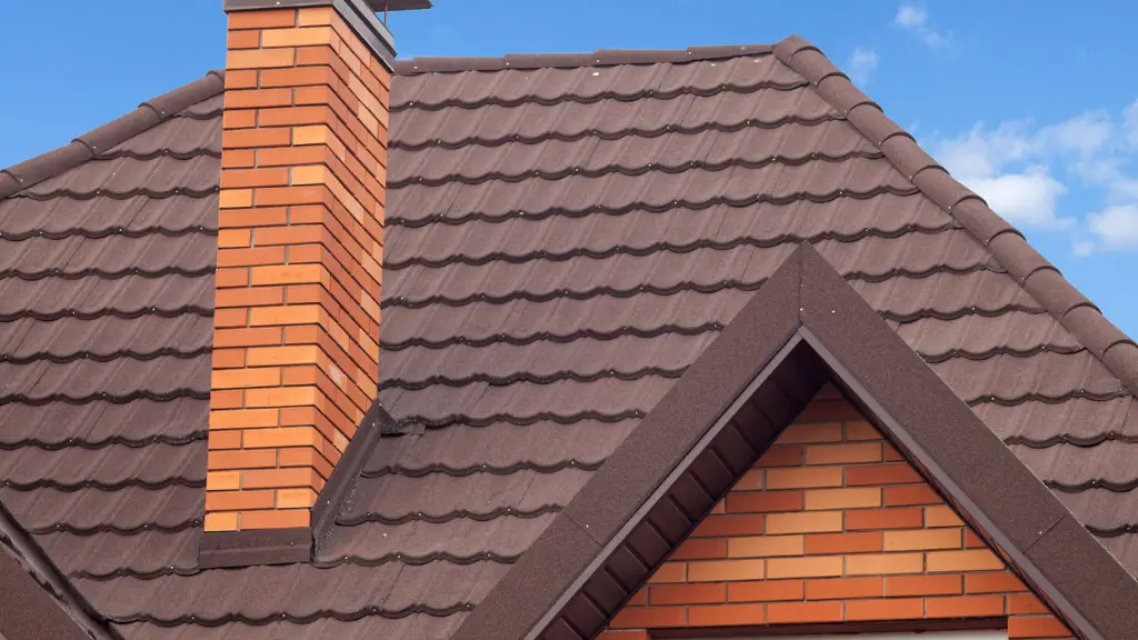Brick house with modular chimney, Stone Coated Metal Roof Tile
